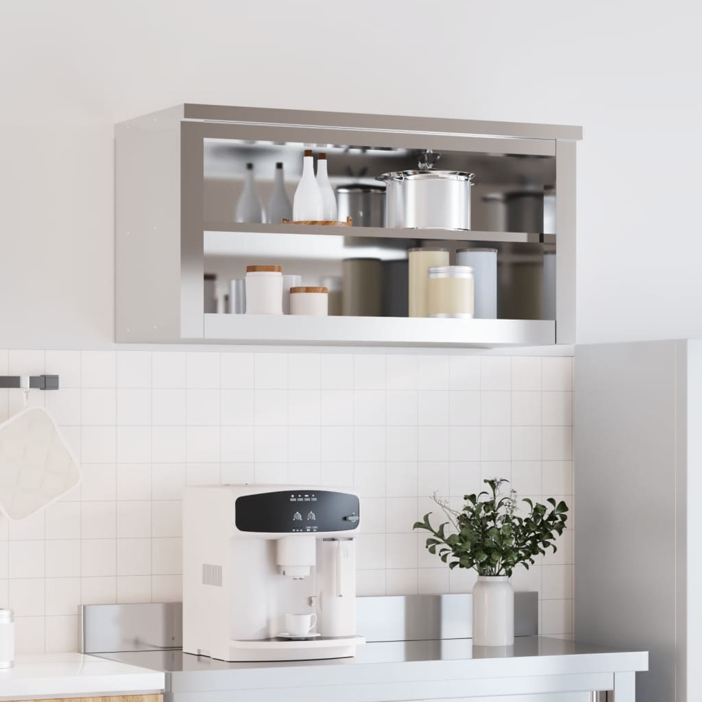 Vidaxl Kitchen Wall Armotboard avec étagère en acier inoxydable
