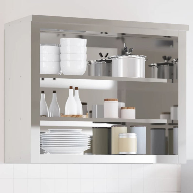 vidaXL Armoire murale de cuisine avec étagères en acier inoxydable