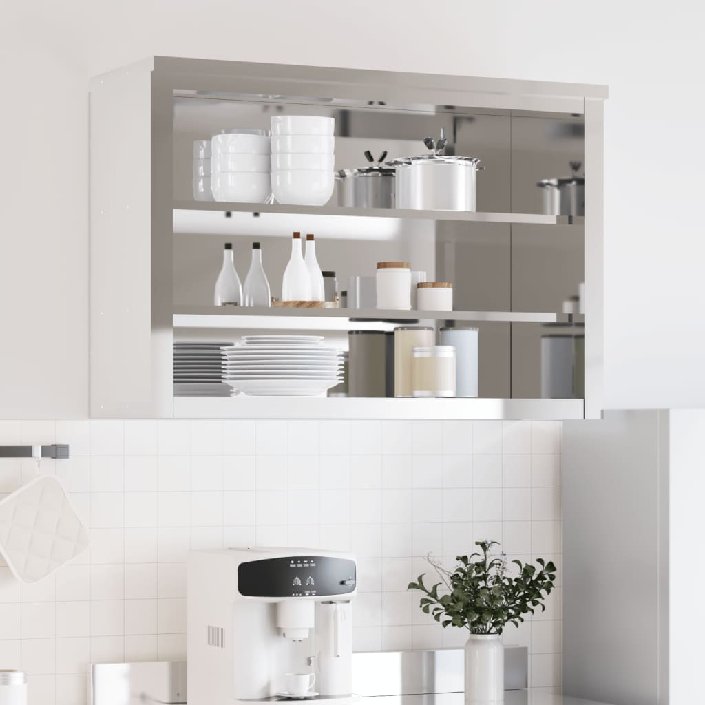 vidaXL Armoire murale de cuisine avec étagères en acier inoxydable