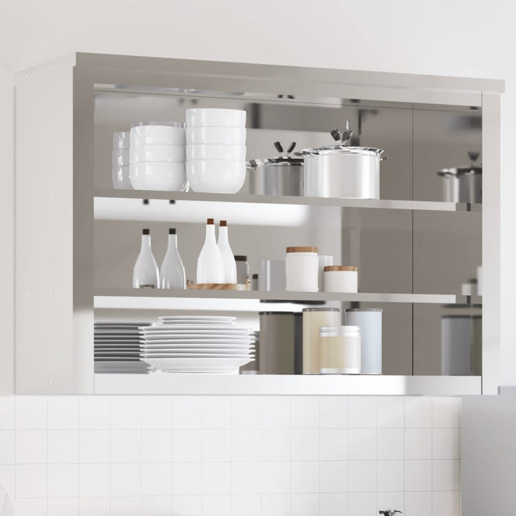 vidaXL Armoire murale de cuisine avec étagères en acier inoxydable