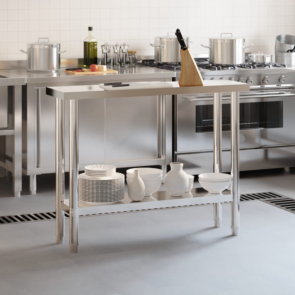 Tableau de cuisine Vidaxl 110x30x85 cm en acier inoxydable