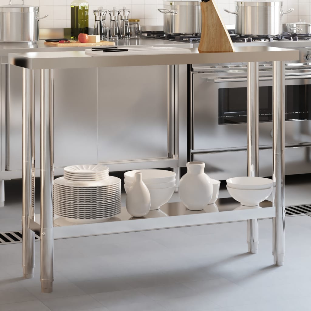 Tableau de cuisine Vidaxl 110x30x85 cm en acier inoxydable