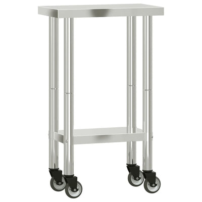 Table de cuisine Vidaxl avec roues 55x30x85 cm en acier inoxydable