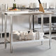 Tableau de cuisine Vidaxl 110x55x85 cm en acier inoxydable