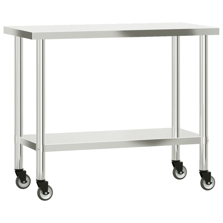 Table de cuisine Vidaxl avec roues 110x55x85 cm en acier inoxydable