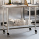 Table de cuisine Vidaxl avec roues 110x55x85 cm en acier inoxydable