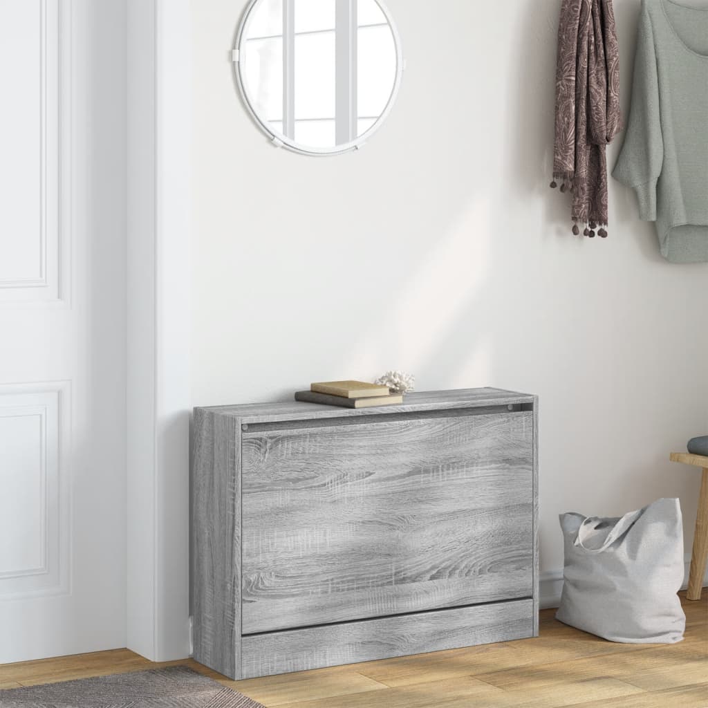 Armoire à chaussures vidaxl 80x21x57 cm en bois coupé gris sonoma chêne couleur