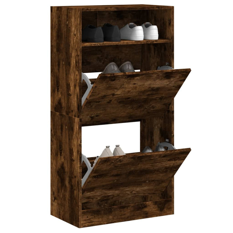 Armoire à chaussures Vidaxl 60x34x116 cm en bois de bois de chêne fumé coloré