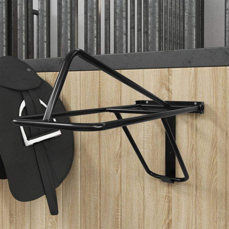 Vidaxl Saddle Rack pliable Mur-Fer Mount Black