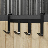 Porte-bride vidaxl avec 4 crochets en acier noir - afbeelding 1