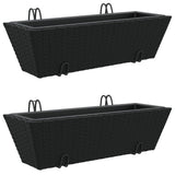 Vidaxl Planters 2 Sts avec des crochets Poly Rattan Black - afbeelding 2