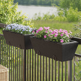 Vidaxl Planters 2 Sts avec des crochets Poly Rattan Black - afbeelding 1