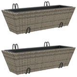 Vidaxl Planters 2 St avec crochets Poly Rattan Gray - afbeelding 2