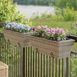Vidaxl Planters 2 St avec crochets Poly Rattan Gray - afbeelding 1