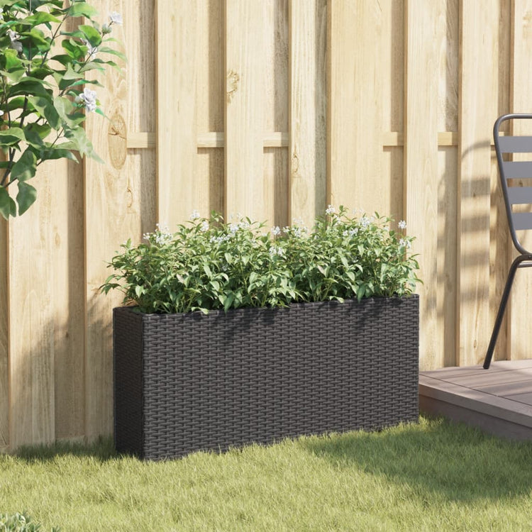 Vidaxx jardinière avec 2 pots 90x20x40 cm poly rotin noir