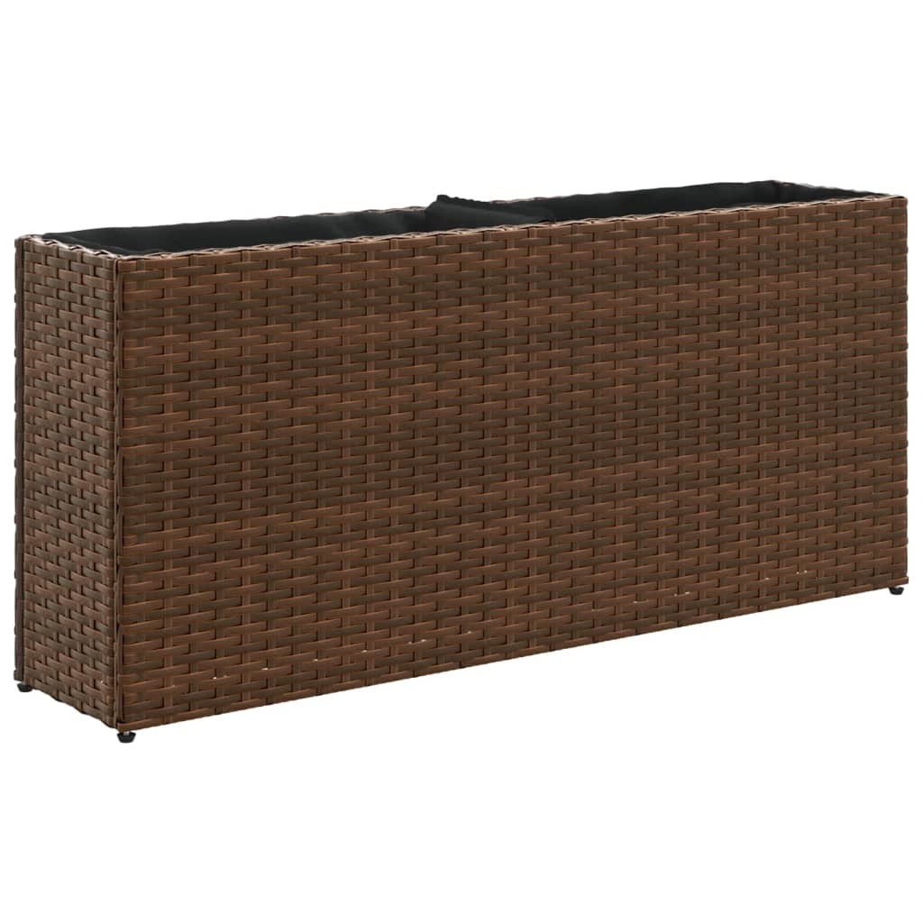 Vidaxx jardinière avec 2 pots 90x20x40 cm poly rotin marron