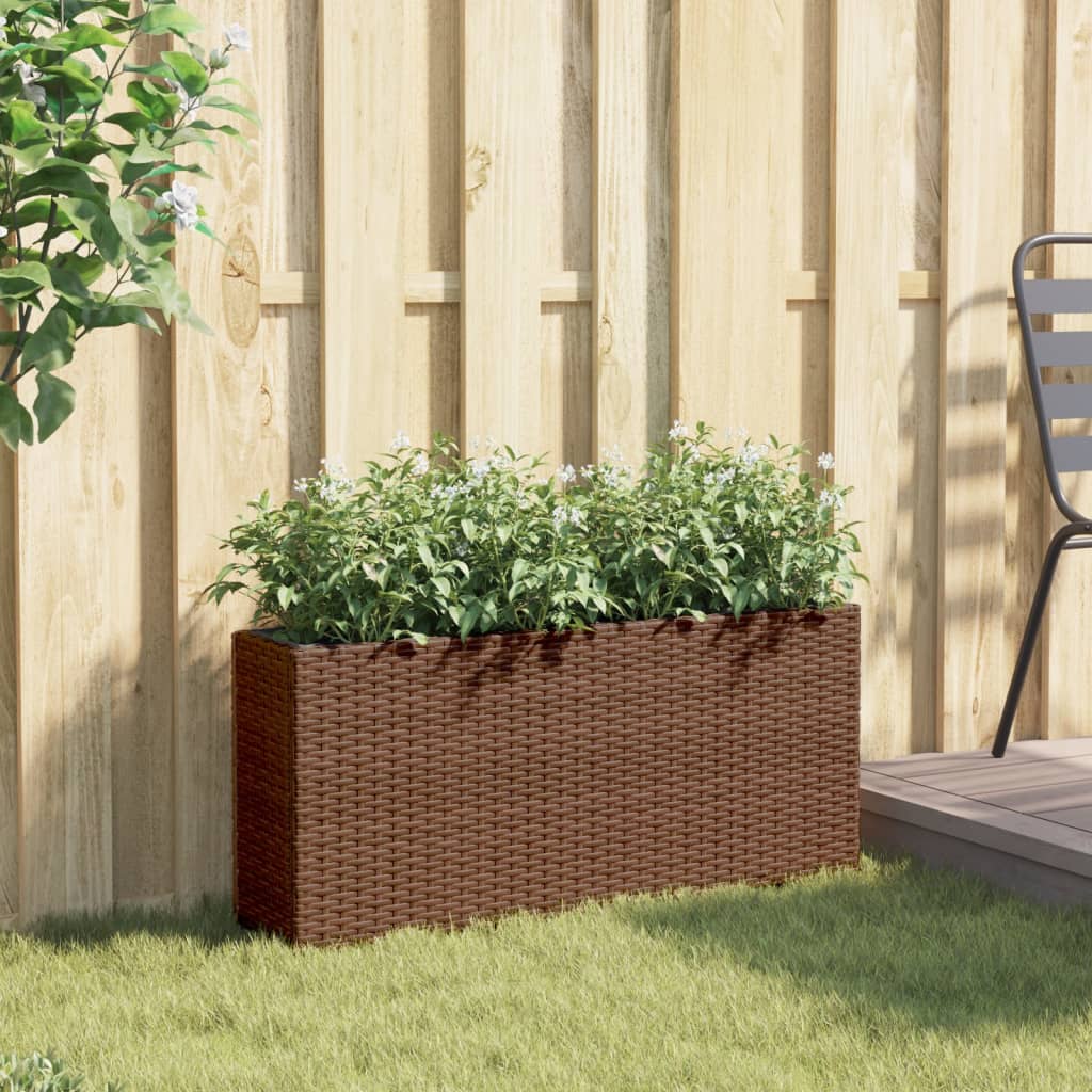 Vidaxx jardinière avec 2 pots 90x20x40 cm poly rotin marron