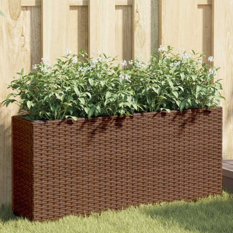 Vidaxx jardinière avec 2 pots 90x20x40 cm poly rotin marron