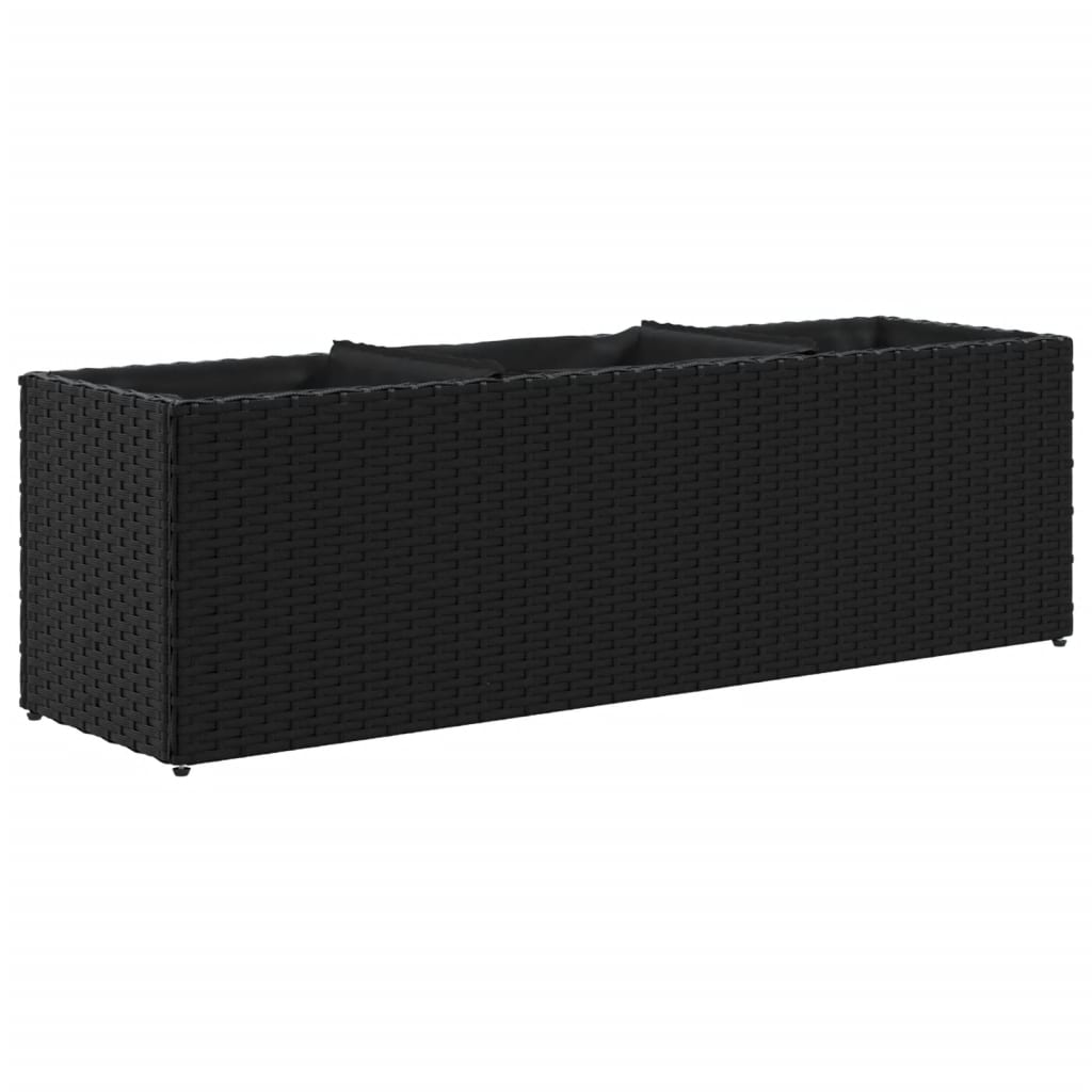 Vidaxx jardinière avec 3 pots 105x30x32 cm poly rotin noir