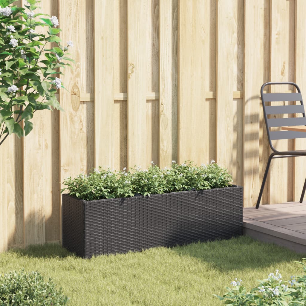 Vidaxx jardinière avec 3 pots 105x30x32 cm poly rotin noir