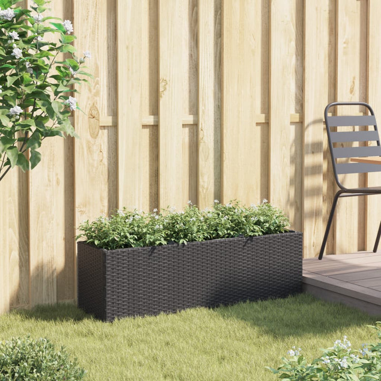Vidaxx jardinière avec 3 pots 105x30x32 cm poly rotin noir