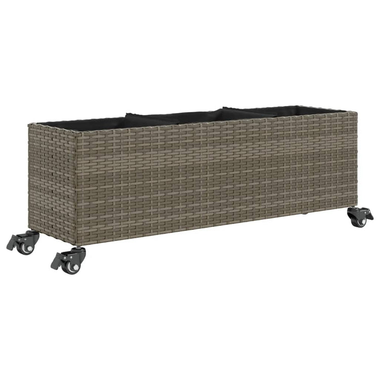 Vidaxx jardinière à roulettes 3 pots 107x32x38 cm poly rotin gris