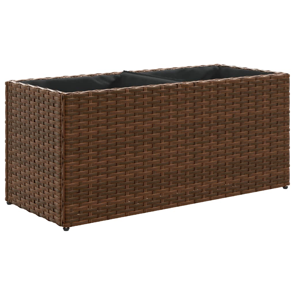 Vidaxx jardinière avec 2 pots 72x30x32 cm poly rotin marron