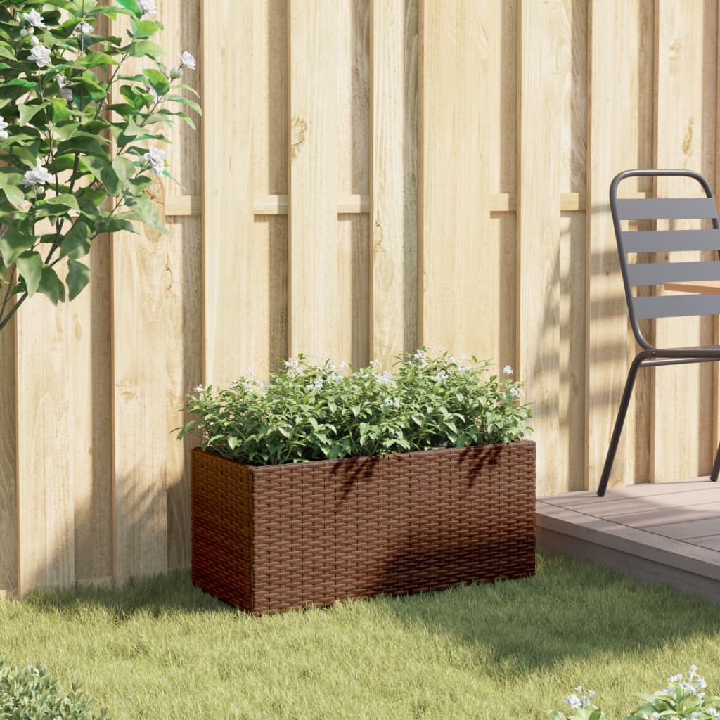 Vidaxx jardinière avec 2 pots 72x30x32 cm poly rotin marron
