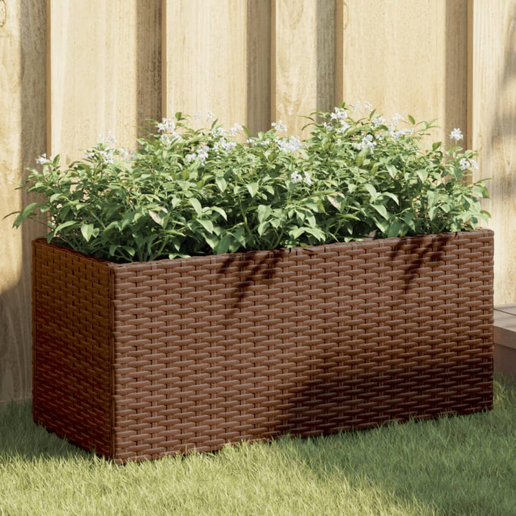 Vidaxx jardinière avec 2 pots 72x30x32 cm poly rotin marron