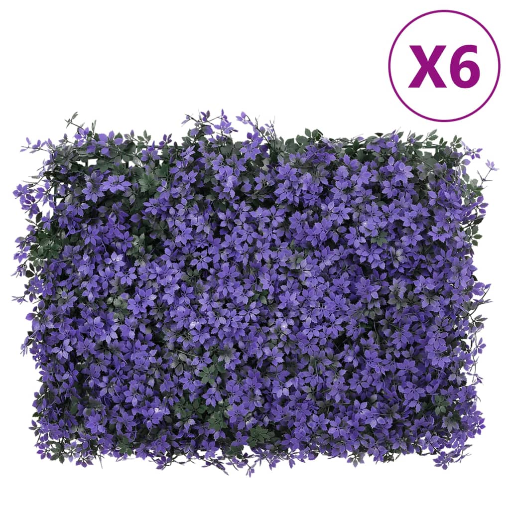 Fence vidaxl avec feuilles artificielles 6 pcs 40x60 cm violet