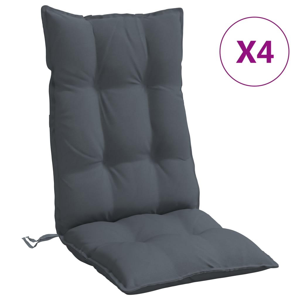Coussins de chaise vidaxl 4 st haut de dos oxford tissu anthracite -colored