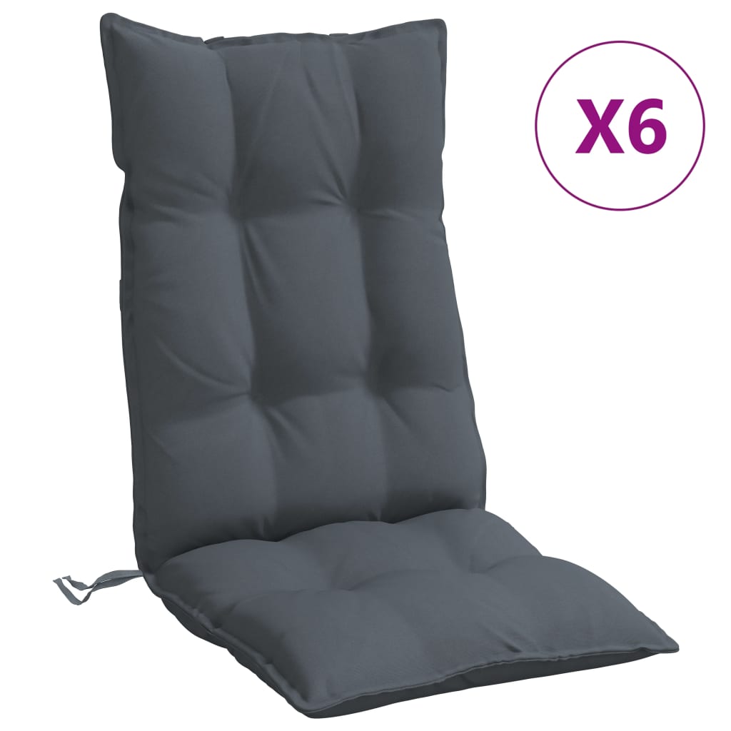 Coussins de chaise vidaxl 6 st haut dos oxford tissu anthracite -colored