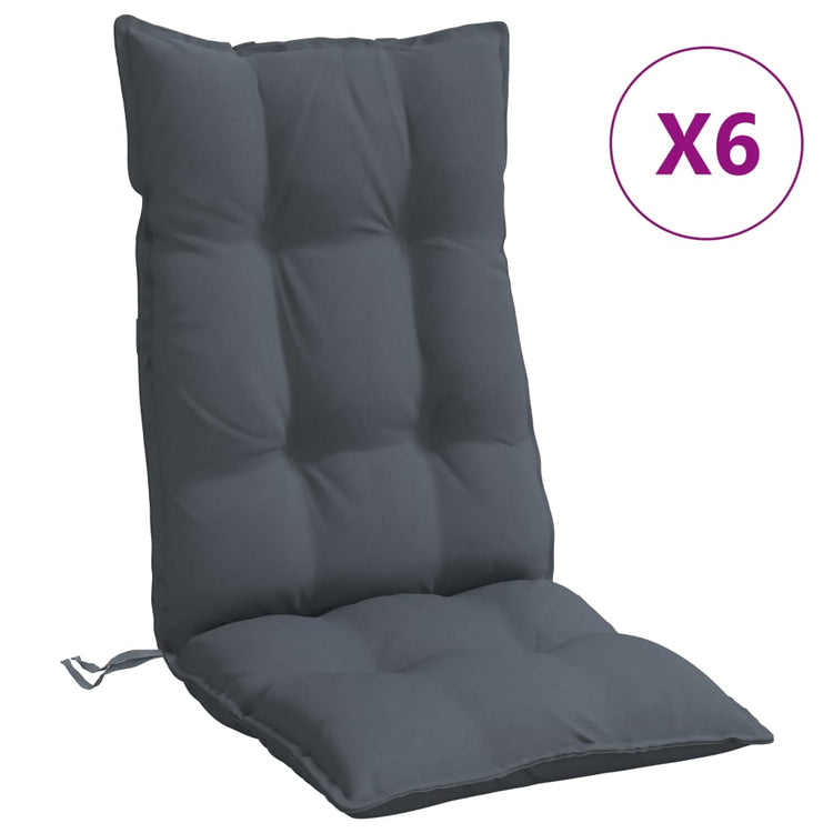 Coussins de chaise vidaxl 6 st haut dos oxford tissu anthracite -colored