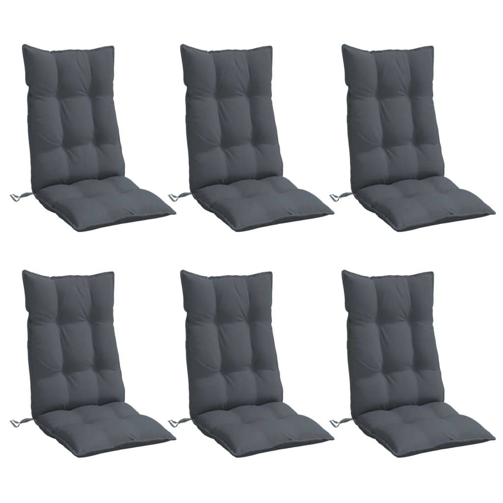 Coussins de chaise vidaxl 6 st haut dos oxford tissu anthracite -colored
