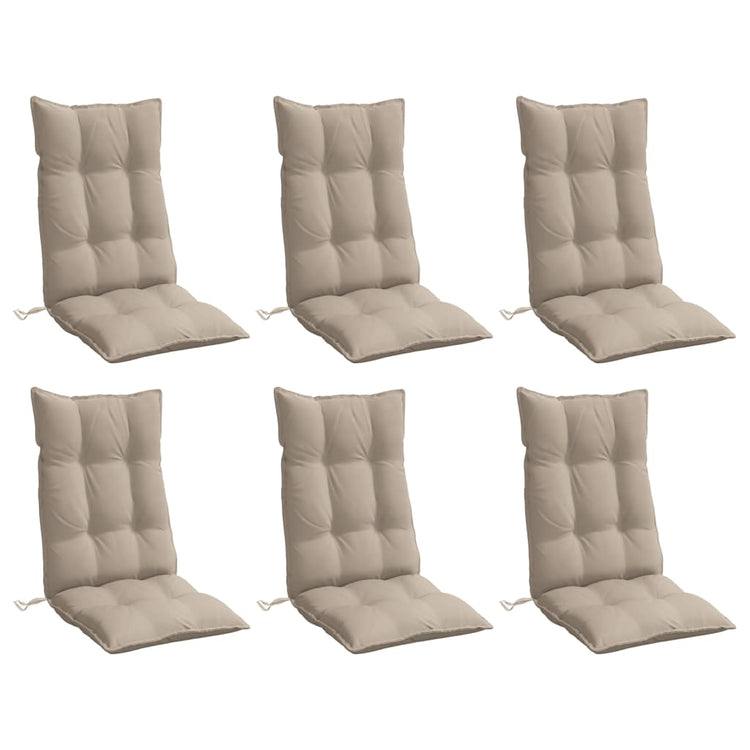 Coussins de chaise vidaxl 6 st haut de dos oxford tissu taupe