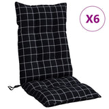 Coussins de chaise vidaxl 6 st dossier haut de dos de diamant tissu oxford tissu noir - afbeelding 2