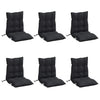 Coussins de chaise vidaxl 6 pcs bas dos oxford tissu noir