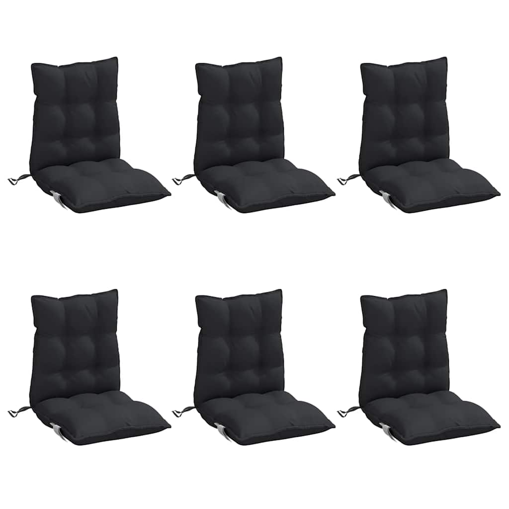 Coussins de chaise vidaxl 6 pcs bas dos oxford tissu noir