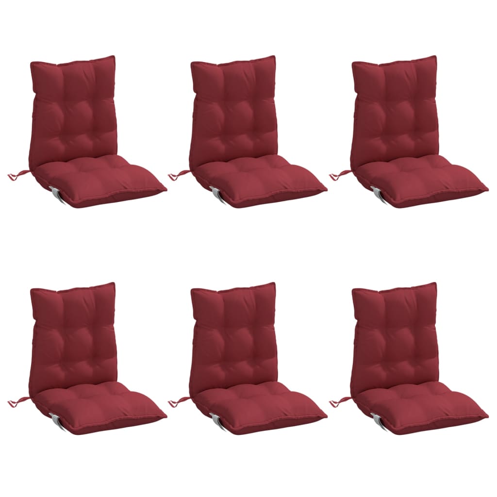 Coussins de chaise vidaxl 6 pcs bas dos oxford tissu vin rouge