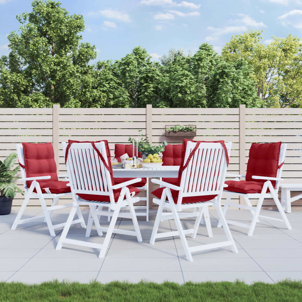 Coussins de chaise vidaxl 6 pcs bas dos oxford tissu vin rouge