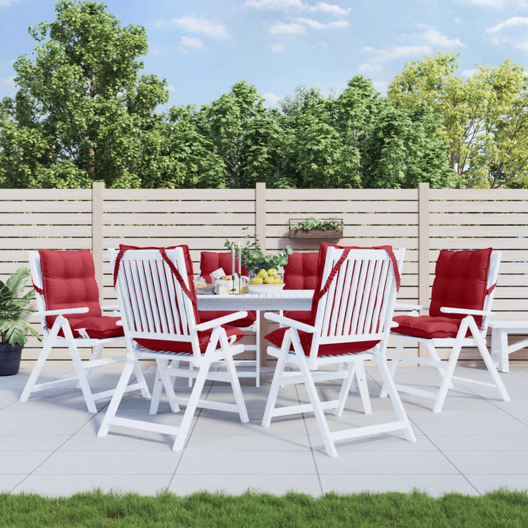 Coussins de chaise vidaxl 6 pcs bas dos oxford tissu vin rouge