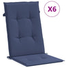 Coussins de chaise vidaxl 6 st dossier haut de poussière bleu marin