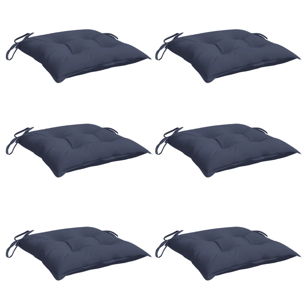 Coussins de chaise vidaxl 6 pcs 40x40x7 cm oxford tissu marin bleu