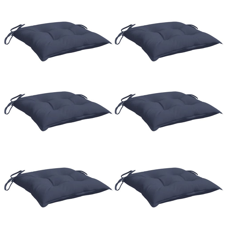 Coussins de chaise vidaxl 6 pcs 40x40x7 cm oxford tissu marin bleu
