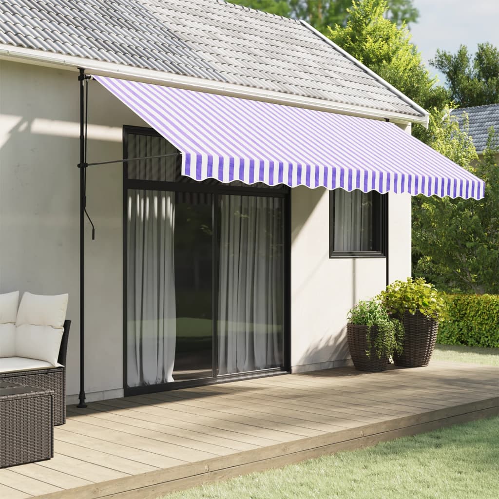 Tissu de remplacement de Vidaxl pour jupe auvent 4 m bleu et blanc