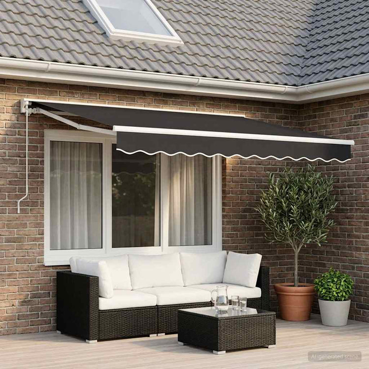 Tissu de remplacement Vidaxl pour jupe auvent à rayures de 3,5 M anthracite -colored