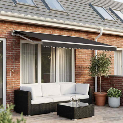 Tissu de remplacement Vidaxl pour jupe auvent à rayures 6 m anthracite -colored