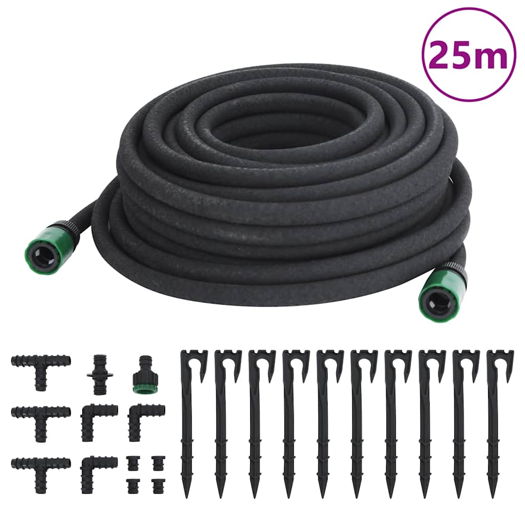 Vidaxl tuyau goutte à goutte 0,6 '' 25 m en caoutchouc noir