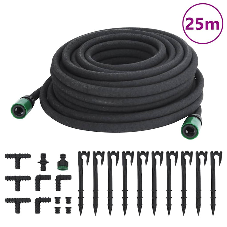 Vidaxl tuyau goutte à goutte 0,6 '' 25 m en caoutchouc noir