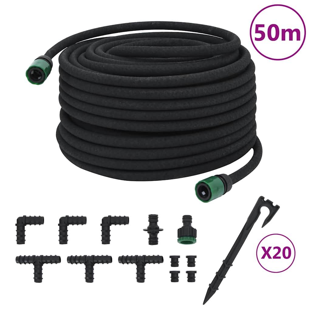 Vidaxl tuyau d'égouttement 0,6 '' 50 m en caoutchouc noir